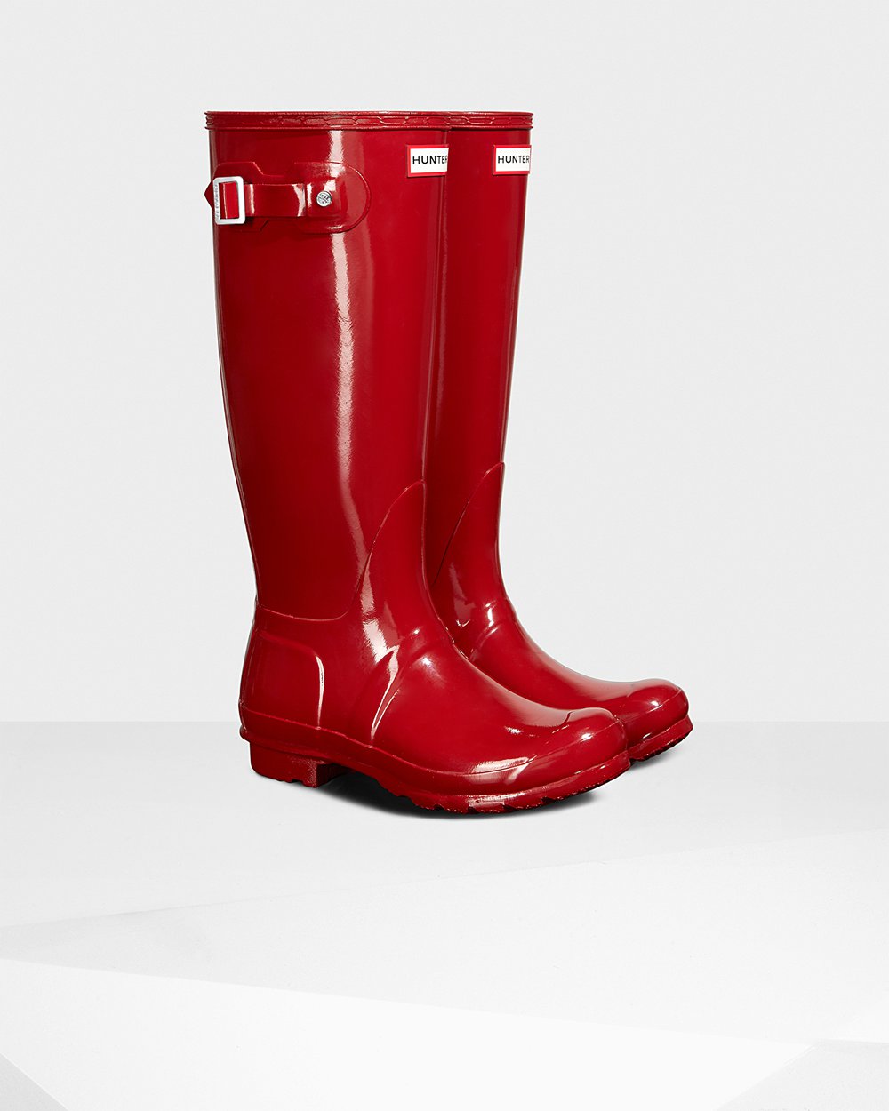 Hoge Regenlaarzen Dames - Hunter Original Gloss - Rood - 41TVRJHFB